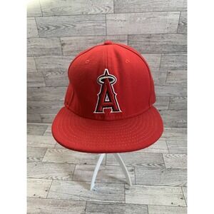 New Era 59FIFTY Angels Hat Sz. 7  1/2  Made In U.S.A.‎ Red Black